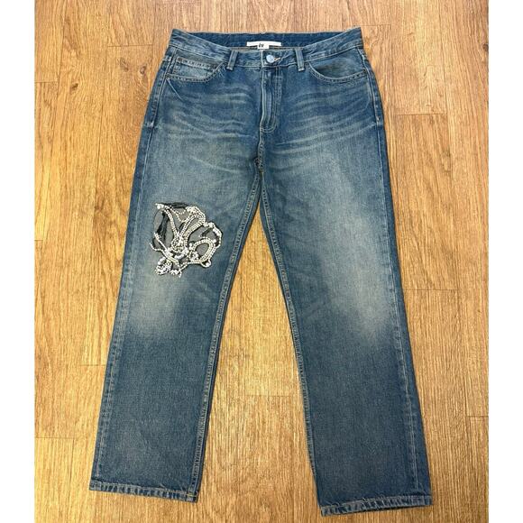 Stella McCartney Crystal Embellished Medium Wash Denim Jeans Size 30 - Picture 2 of 16